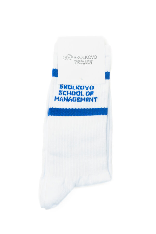 Носки белые c синим лого Skolkovo School of Management (38-41)