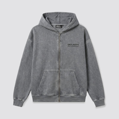 Худи на молнии SKOLKOVO Garment Dyed, серый