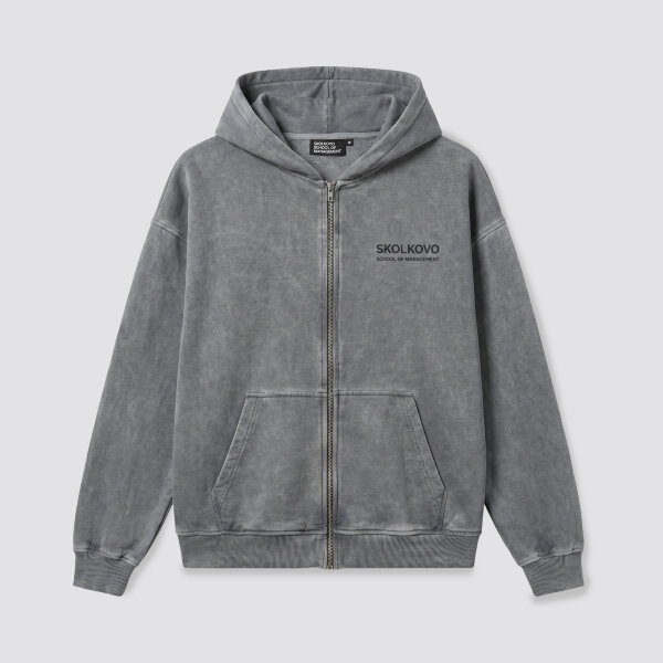 Худи на молнии SKOLKOVO Garment Dyed, серый