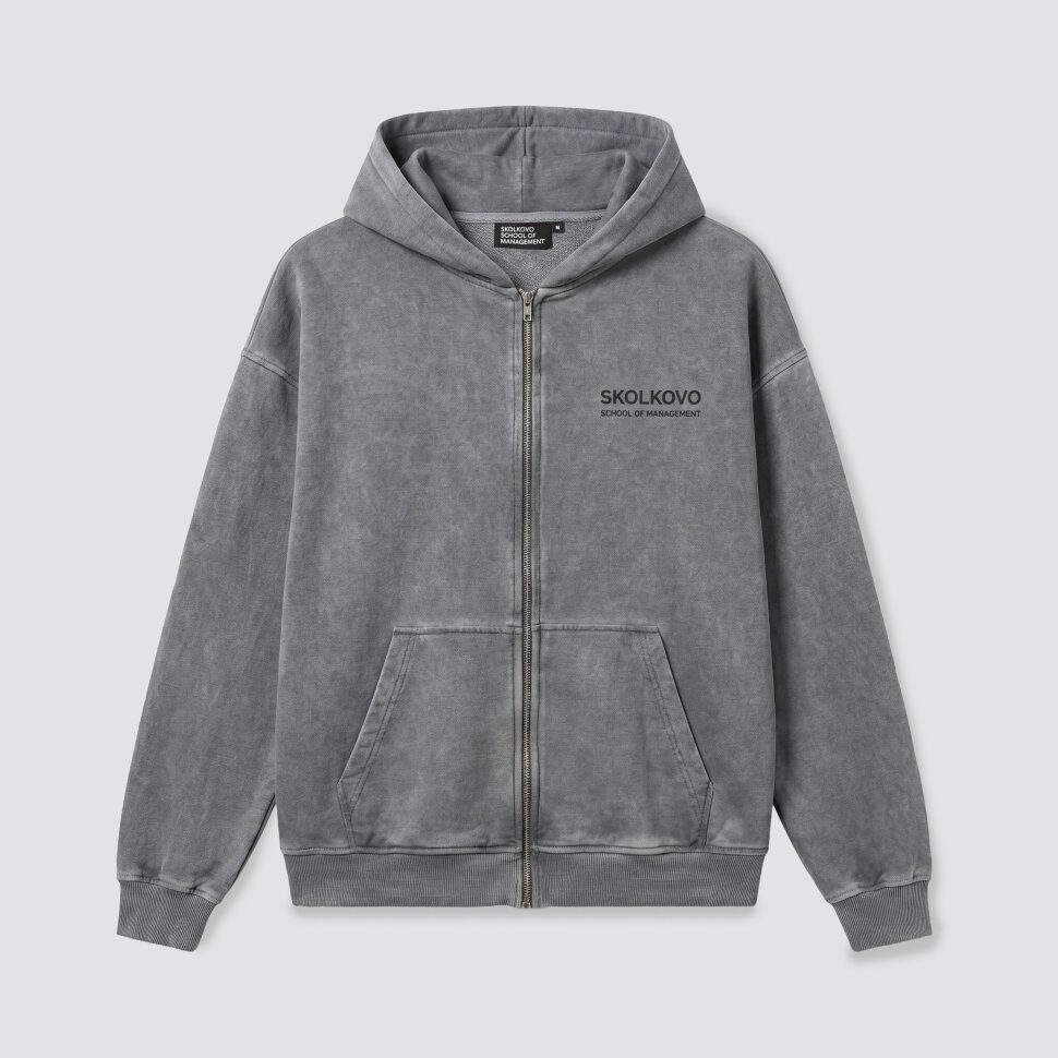 Худи на молнии SKOLKOVO Garment Dyed, серый