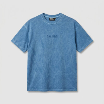 Футболка SKOLKOVO Garment Dyed голубая