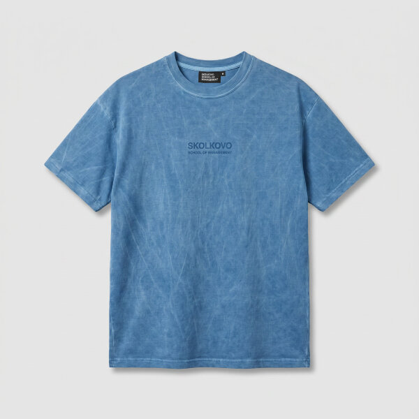 Футболка SKOLKOVO Garment Dyed голубая