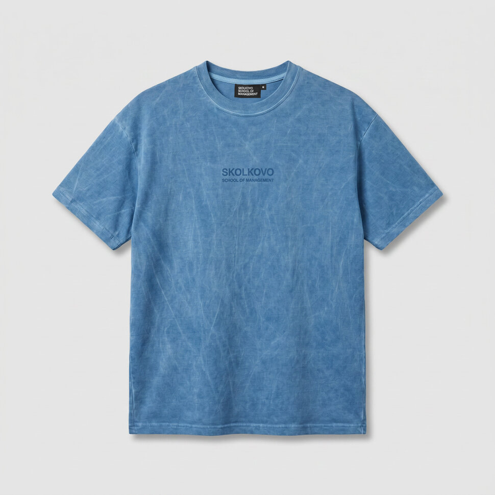 Футболка SKOLKOVO Garment Dyed голубая