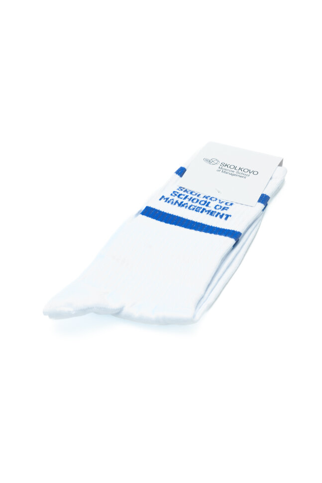 Носки белые c синим лого Skolkovo School of Management (42-46)