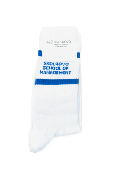 Носки белые c синим лого Skolkovo School of Management (42-46)