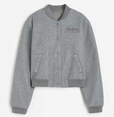 Бомбер пальтовый oversize, серый