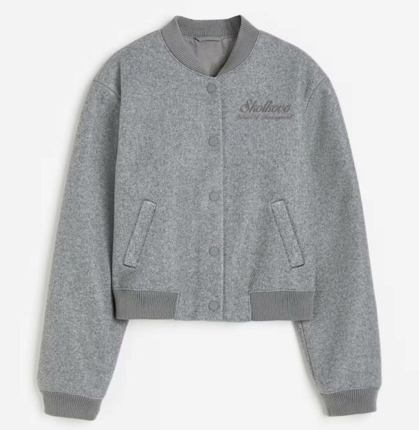 Бомбер пальтовый oversize, серый