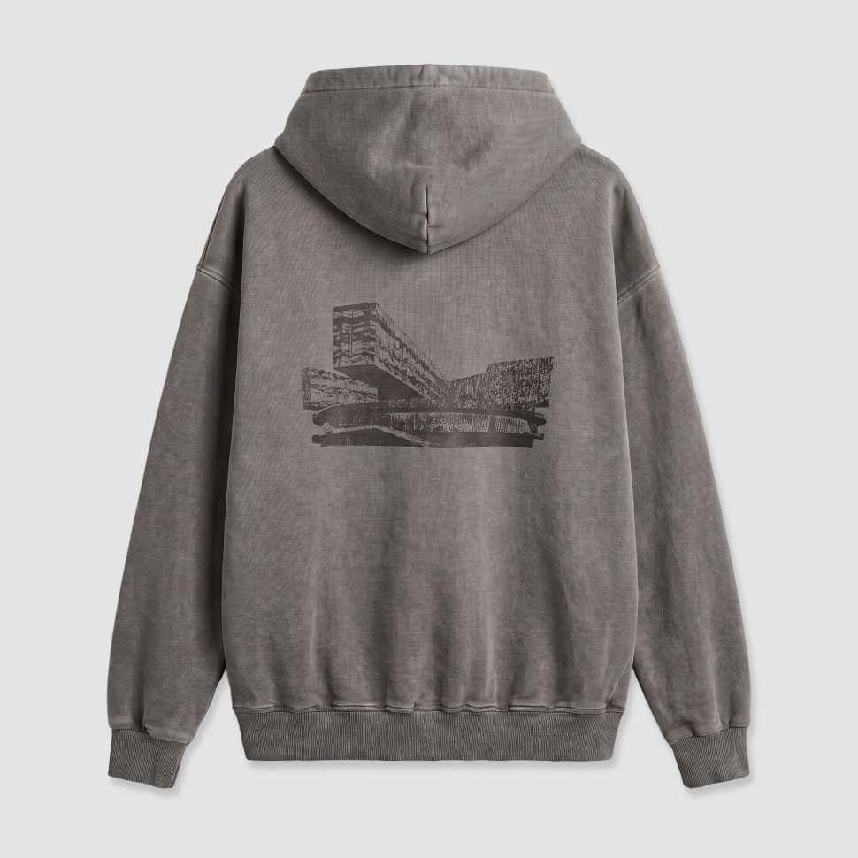 Худи на молнии SKOLKOVO Garment Dyed, коричневый